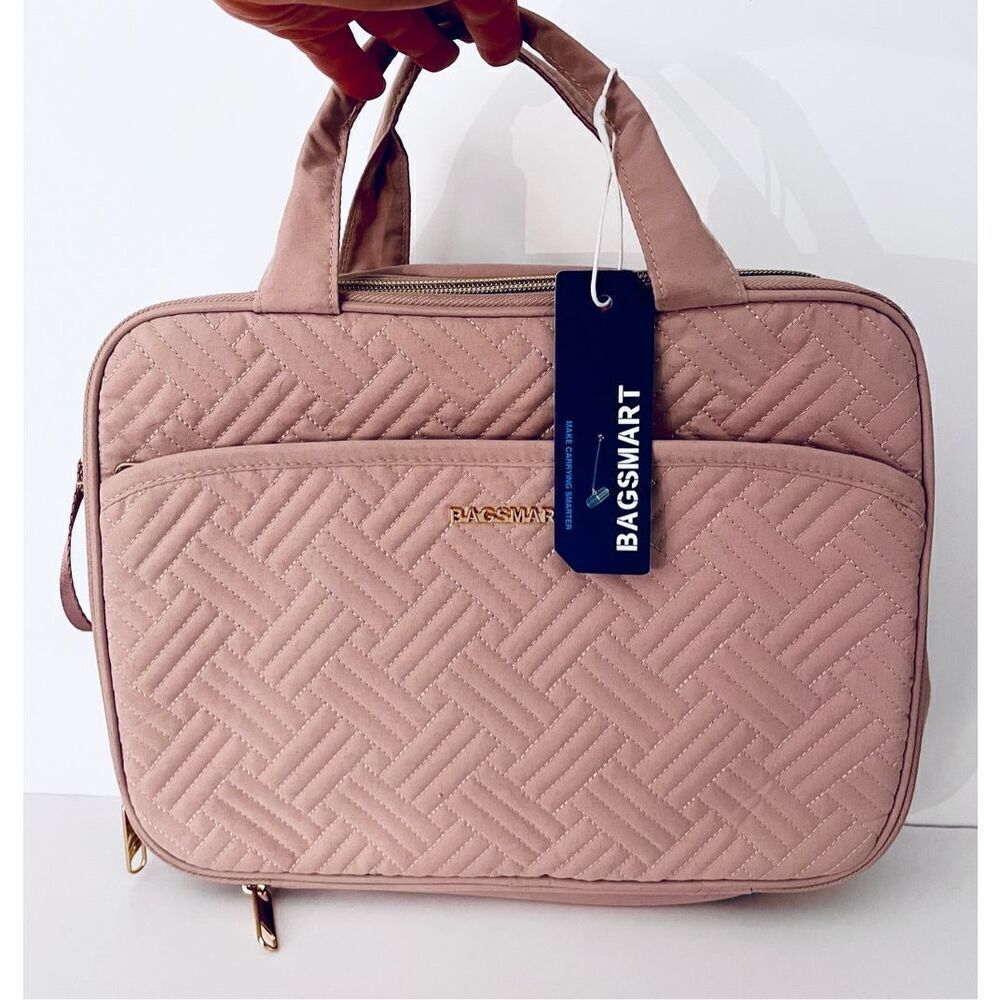 NWT BAGSMART Pink Toiletry Water-resistant Makeup Cosmetic Travel Organizer Bag